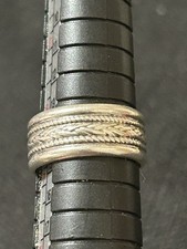 Vintage 925 Sterling Silver Engraved Braided Pattern Wide Band Ring Size 6.5