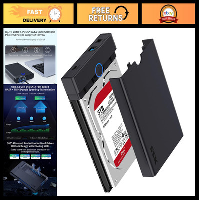 3.5'' External Hard Drive Enclosure USB 3.0 SATA Dock Tool-Free Case for SSD/HDD