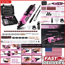 Ergonomic Pink Rotary Tool Set - 127-Piece Kit for Precision Carving  Polishing