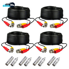 4-Pack 125Ft Black Pre-Made All-In-One BNC Male to Male Video and Power Cable