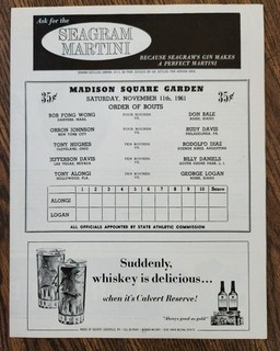 Madison Square Garden Boxing Program: Tony Alongi v George Logan 1961