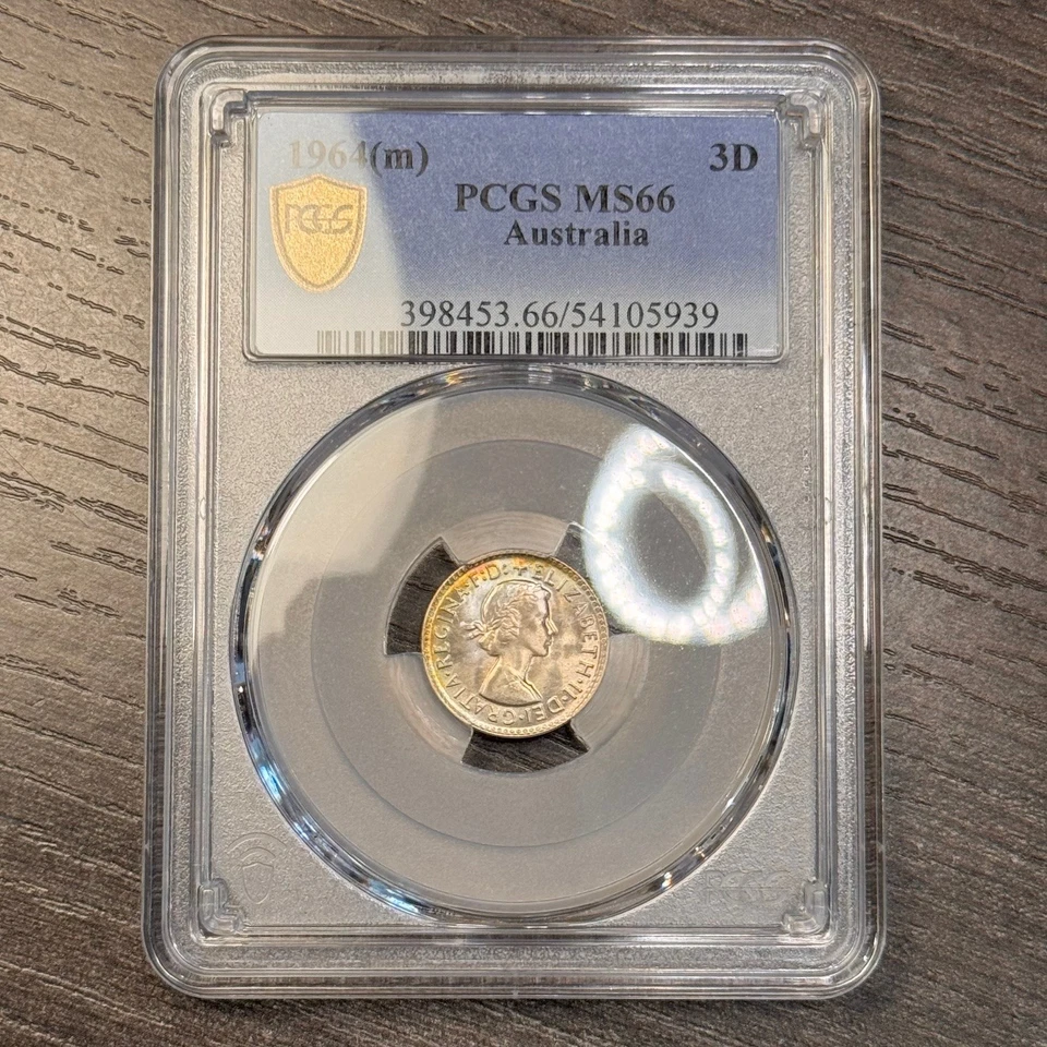 MS66 1964(m) Australia Silver 3 Pence, PCGS Trueview- Pretty Toned, Nice Luster - Image 2 of 4