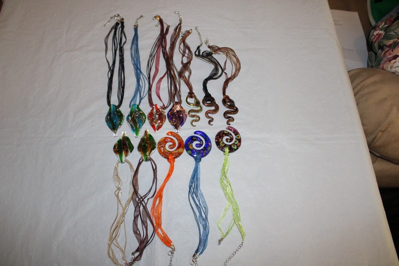 Blown Glass Necklaces - New, Set of 12