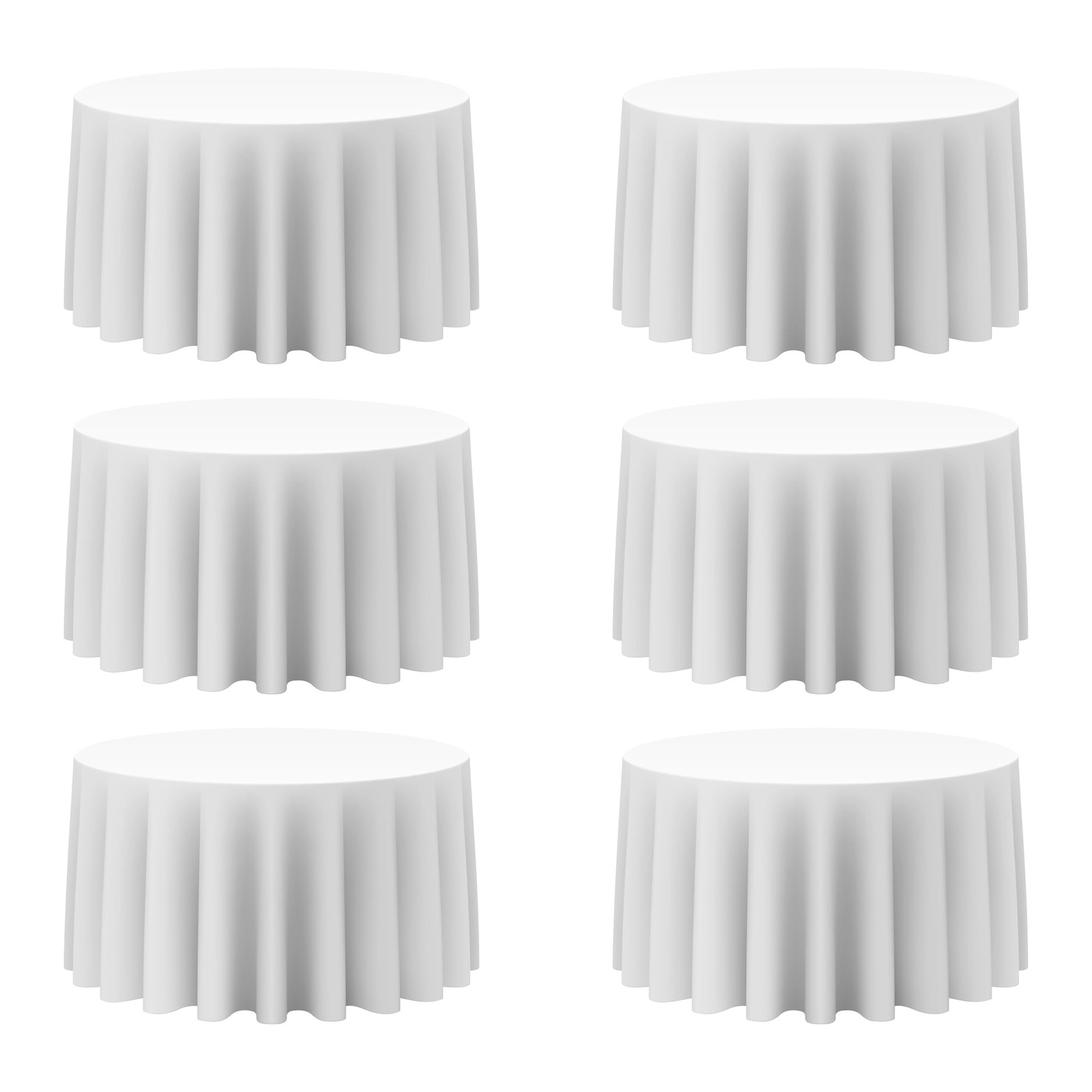 6 Pack White Round Tablecloths 120 Inch - Circle Bulk Linen 