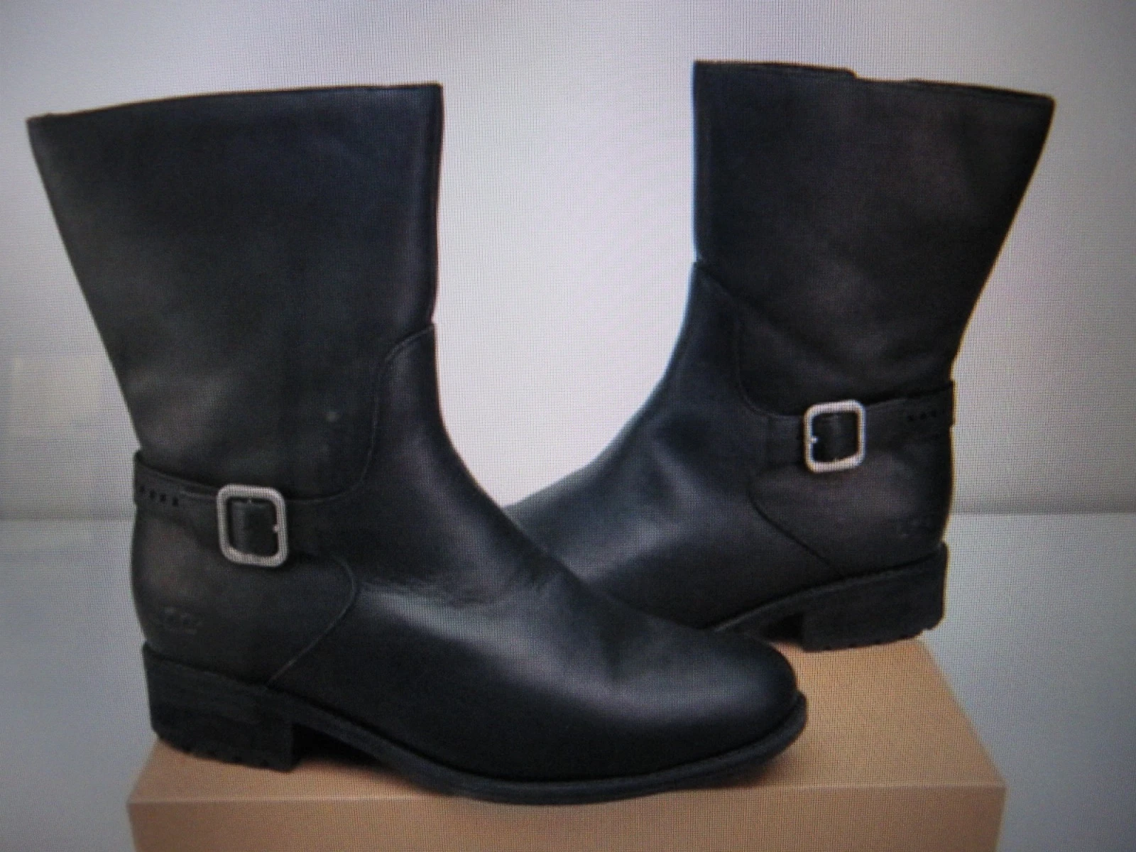 UGG KEPPLER Black Leather Boots Women's Size US 11