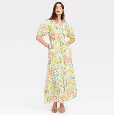 Roller Rabbit Target Collared Button Tie Shirt Maxi Dress M New w/Tags