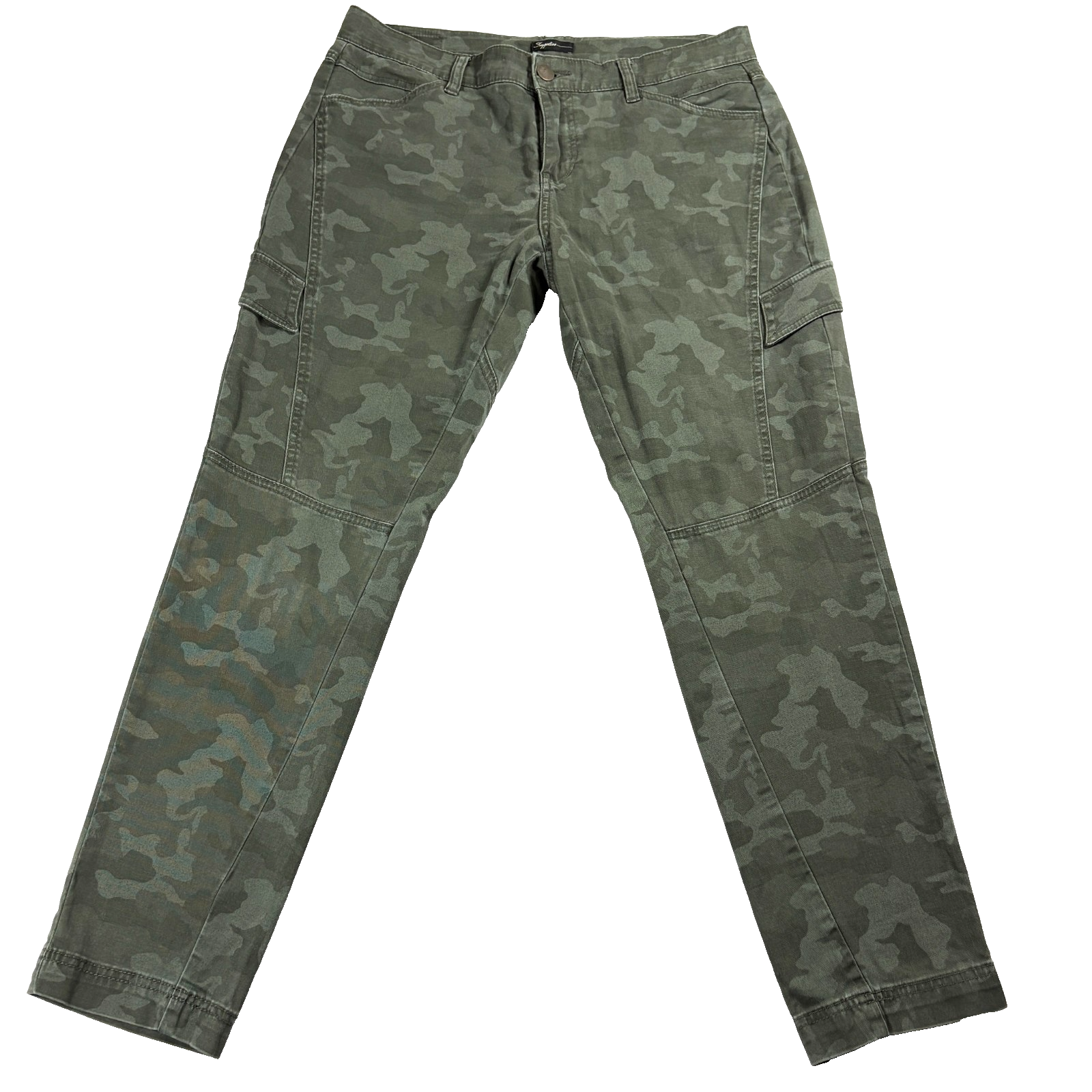Cargo Pants Womens Size 12 Green Camo Stretch Utility Streetwear Retro Vintage!!-image