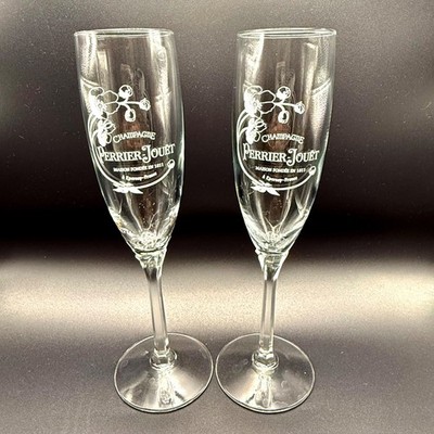 Set of 2 Perrier Jouet Champagne Flutes  - Glasses 8 1/2'' - New