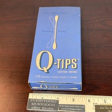 Vtg Q-tips Cotton Swabs Flexible Sticks 170 Ct Nostalgia Movie Prop Advertising