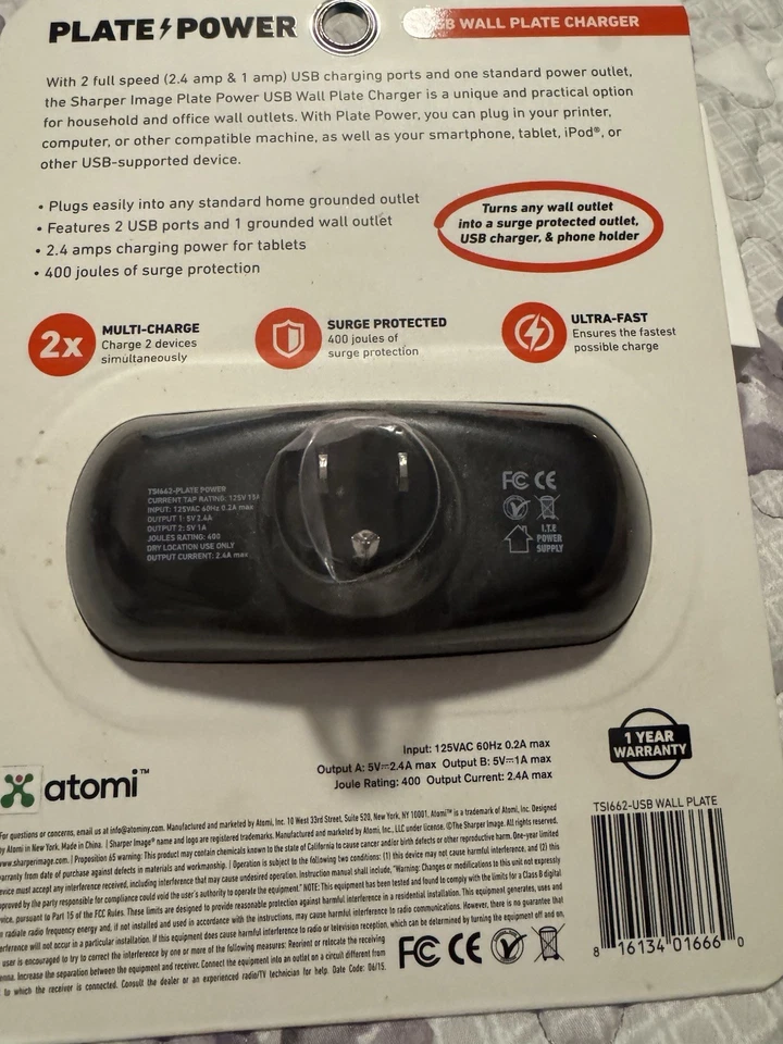 PlatePower USB Wall Plate Charger - Silver Brand new Electronics - Image 2 of 4