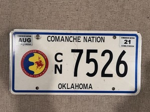 Oklahoma Comanche Nation License Plate Indian Tribal Tribe