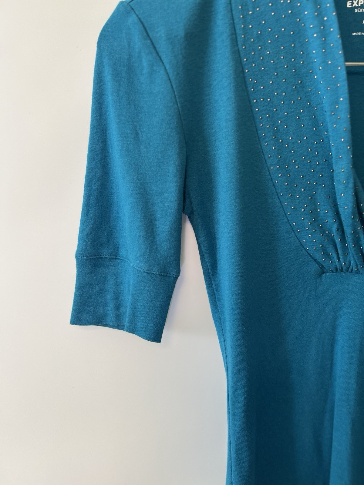 Express Y2K Sequin Deep V- Neck Sexy Basic Top Wo… - image 12