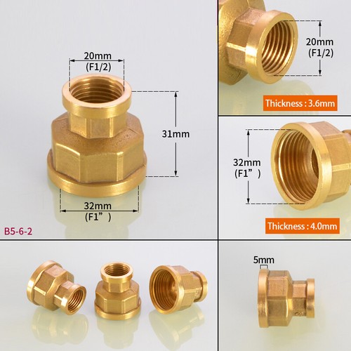 Double Female Brass Pipe Connector Equal / Reducing 1/8" 1/4" 3/8" 1/2" 3/4" 1" - Picture 22 of 23