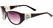 Ed Hardy Sunglasses Jumping Koi - Black with Case and Box