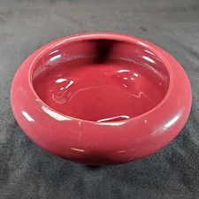 Vintage Pottery Low Bowl Planter Red Burgundy Gardenhouse Succulent 7.5” Round