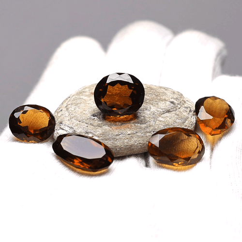 Lot 5 PC Natural Honey Cognac Quartz Hi-Grade 12mm-16mm Oval Cut Loose Gemstones - Picture 4 of 13