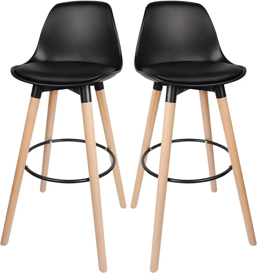 2x Designer Nordic Style Café Küche Theke Barhocker Stuhl Buchenholz Bein 65