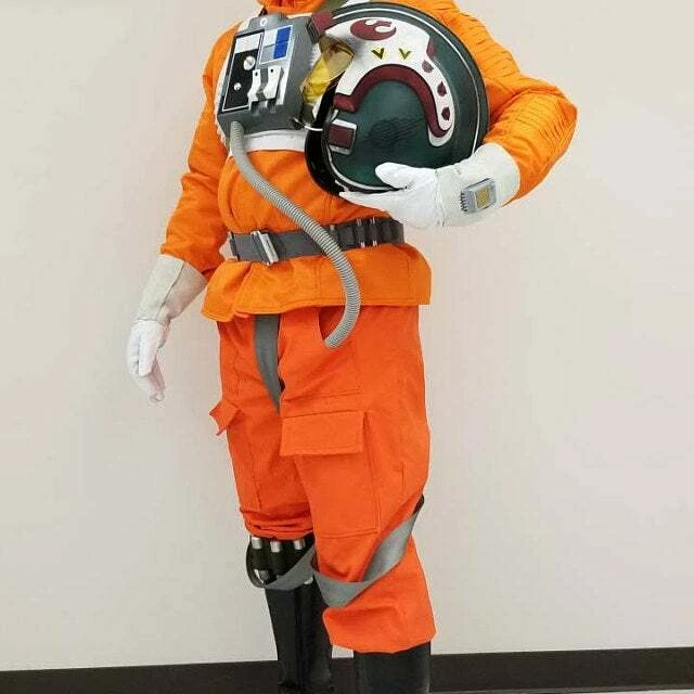 Chaqueta Luke Skywalker Hoth Piloto Rebelde Naranja Ala X réplica con pliegues de cuchillo Foto 3 de 4