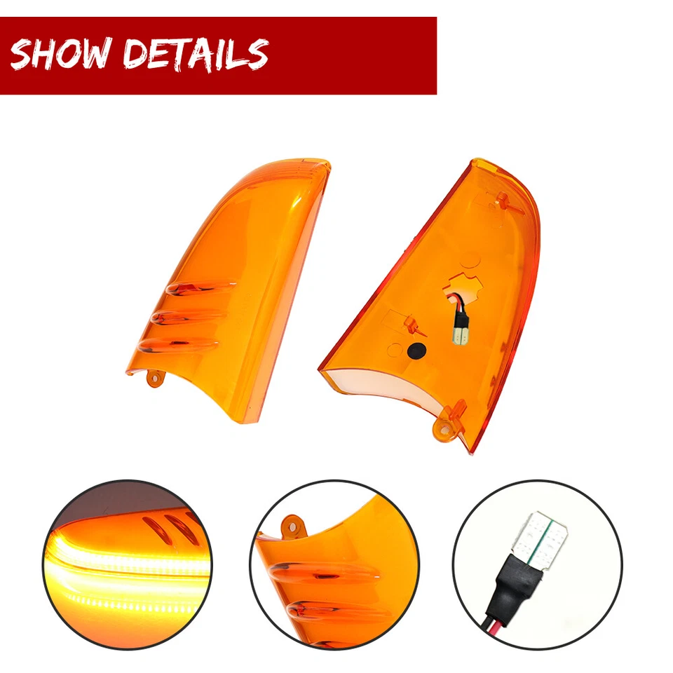 Juego de luces LED de espejo retrovisor lateral con lente ámbar conductor pasajero diestro derecho derecho para 02-09 Chevy GMC Foto 4 de 4