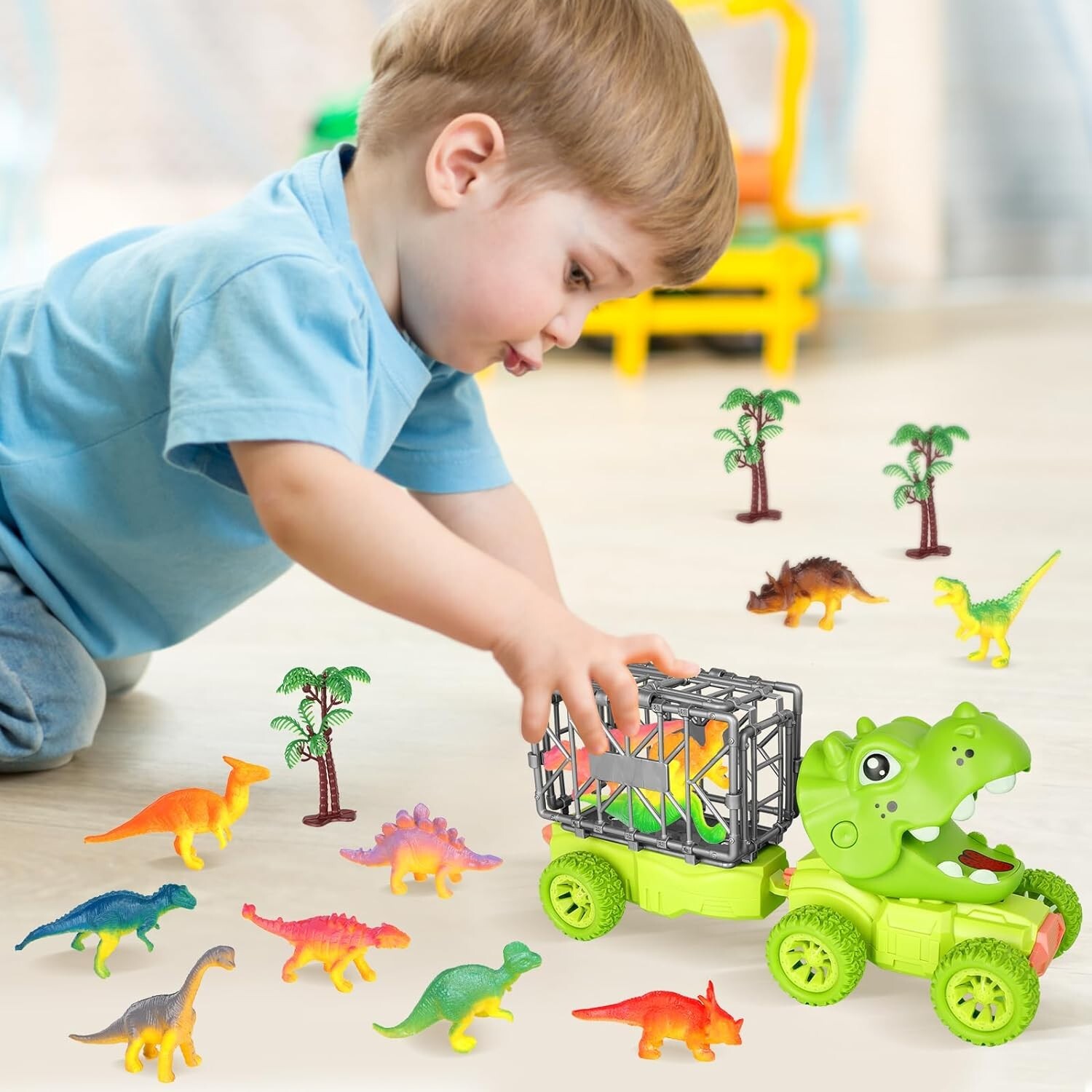 Kids Dinosaur Truck Toy,Dinosaur Storage Transport Carrier Truck,Ideal