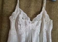 LINEA DONATELLA WOMENS WHITE SHORT NIGHTGOWN CHEMISE LACE SMALL