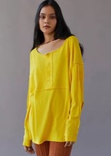 Urban Outfitters UO FREDDIE HENLEY Tunic Top In Yellow Slouchy tunic top S Women