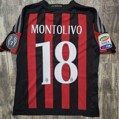 2016 Adidas AC Milan Home Soccer Jersey Riccardo Montolivo Kids M
