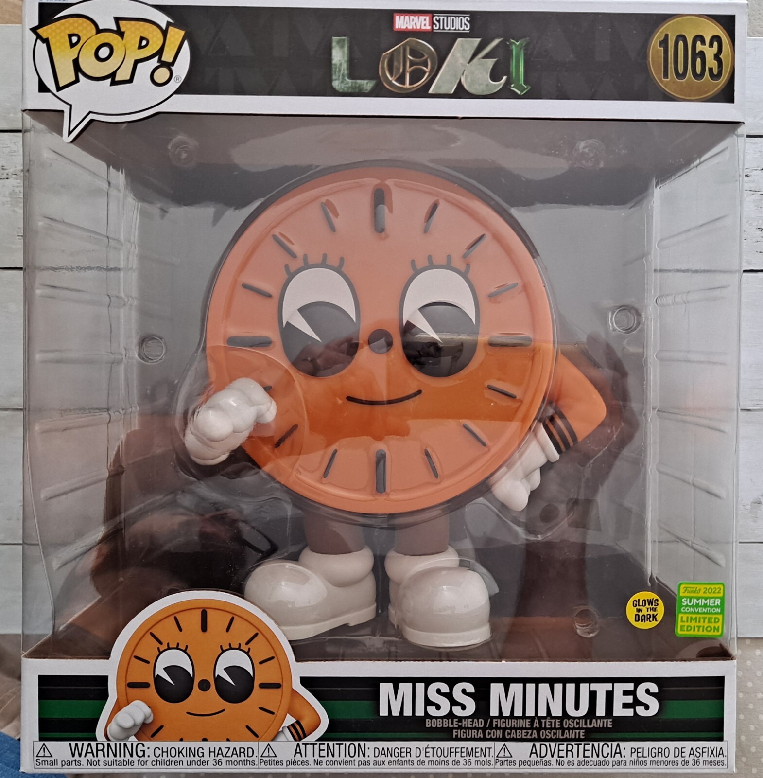 10'' Miss Minutes Jumbo Pop 1063 Marvel Studios Loki Glow In The Dark Sdcc