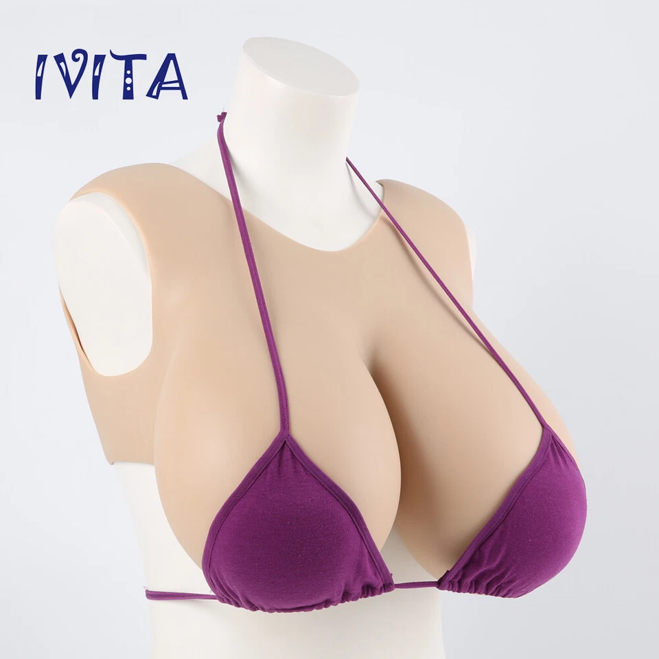 C-J Cup Silicone Breast Forms Drag Queen Fake Boobs Crossdressing Half-body Suit - Image 2 of 4