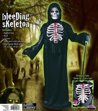 Bleeding Skeleton Dripping Blood Costume Boy's Size Med 8-10 Halloween Dress Up