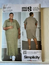 Simplicity 11777/9741 womens size 20 - 28 collared knit short sleeve dress NIP