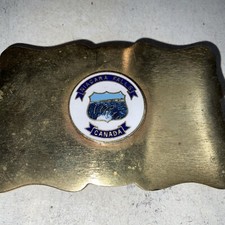 NIAGARA FALLS CANADA GOLD TONE SOUVENIR BELT BUCKLE 3.5  LONG