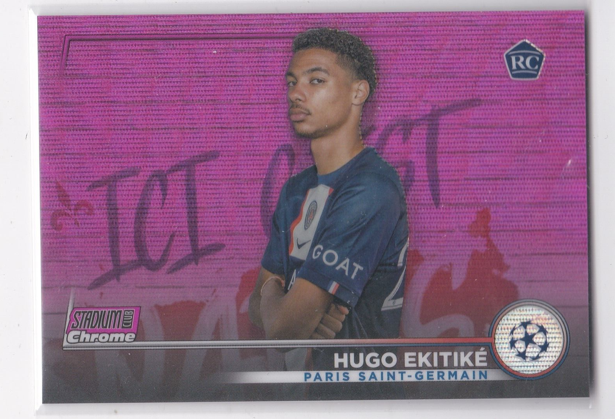 2022-23 Topps Stadium Club Chrome UEFA Hugo Ekitike RC Pink Wave