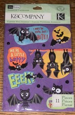 K Company KP Halloween Bat Family Adhesive Chipboard Batty Scrapbook Stickers 3D