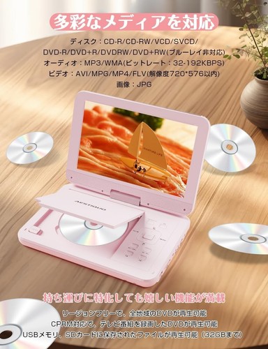 AESTIQUO Portable DVD Player 12.5-inch DVD Player 10.5-inch L 2024 New from JP - Picture 2 of 3