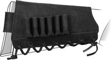 Leather Rifle Buttstock Shotgun Shell Holder Recoil Pad .30-30 .308 12/16Ga Hunt