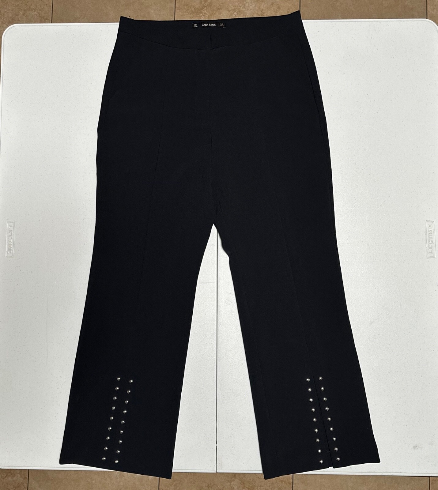 ZARA BASIC WOMEN'S Large Black Pants with Silver … - image 1