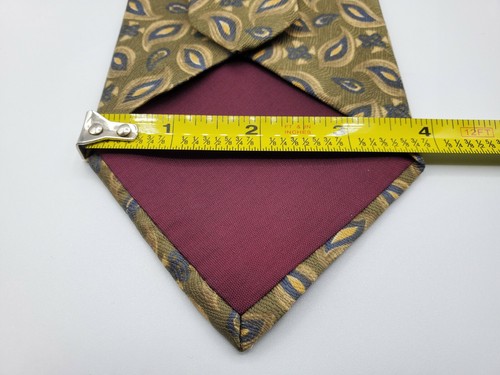 Corbata para hombre Barrington diseño geométrico 100 % verde seda verde amarillo. "W-3 7/8"" L-56""" - Imagen 5 de 5