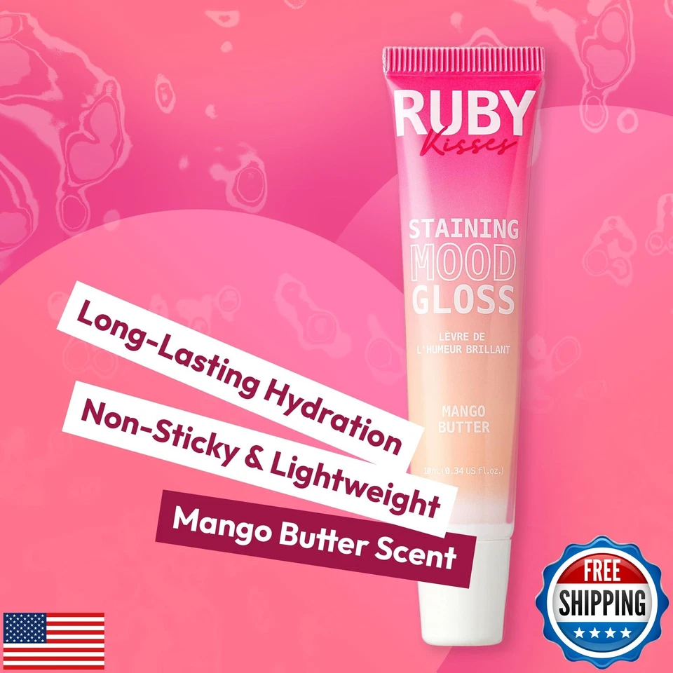 Ruby Kisses pH Lip Gloss, Pink Tinted Lip Balm Stain, Mood Color Changing Lip - Image 3 of 4