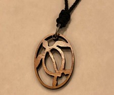 Hawaiian Jewelry Koa Wood Honu Oval Pendant Necklace w/ adjustable cord 28"