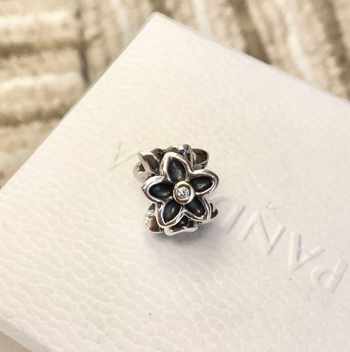 Pandora Flower Charm Diamond Combi S925 K14 | eBay