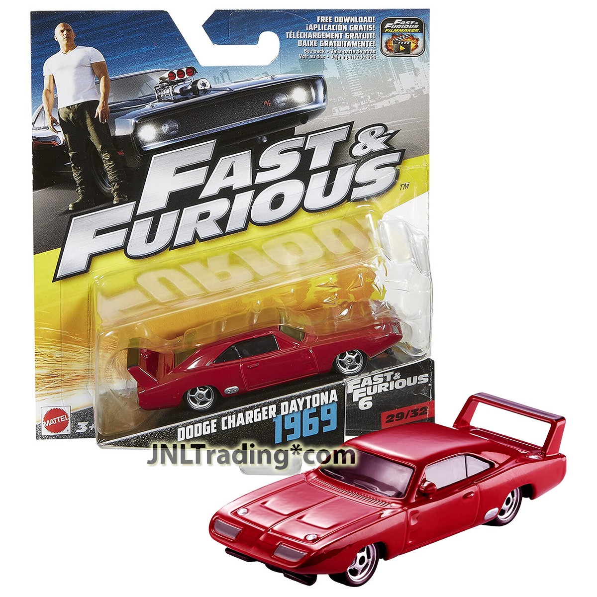 Year 2016 Fast & Furious 6 1:55 Die Cast Car #29 Red 1969 DODGE