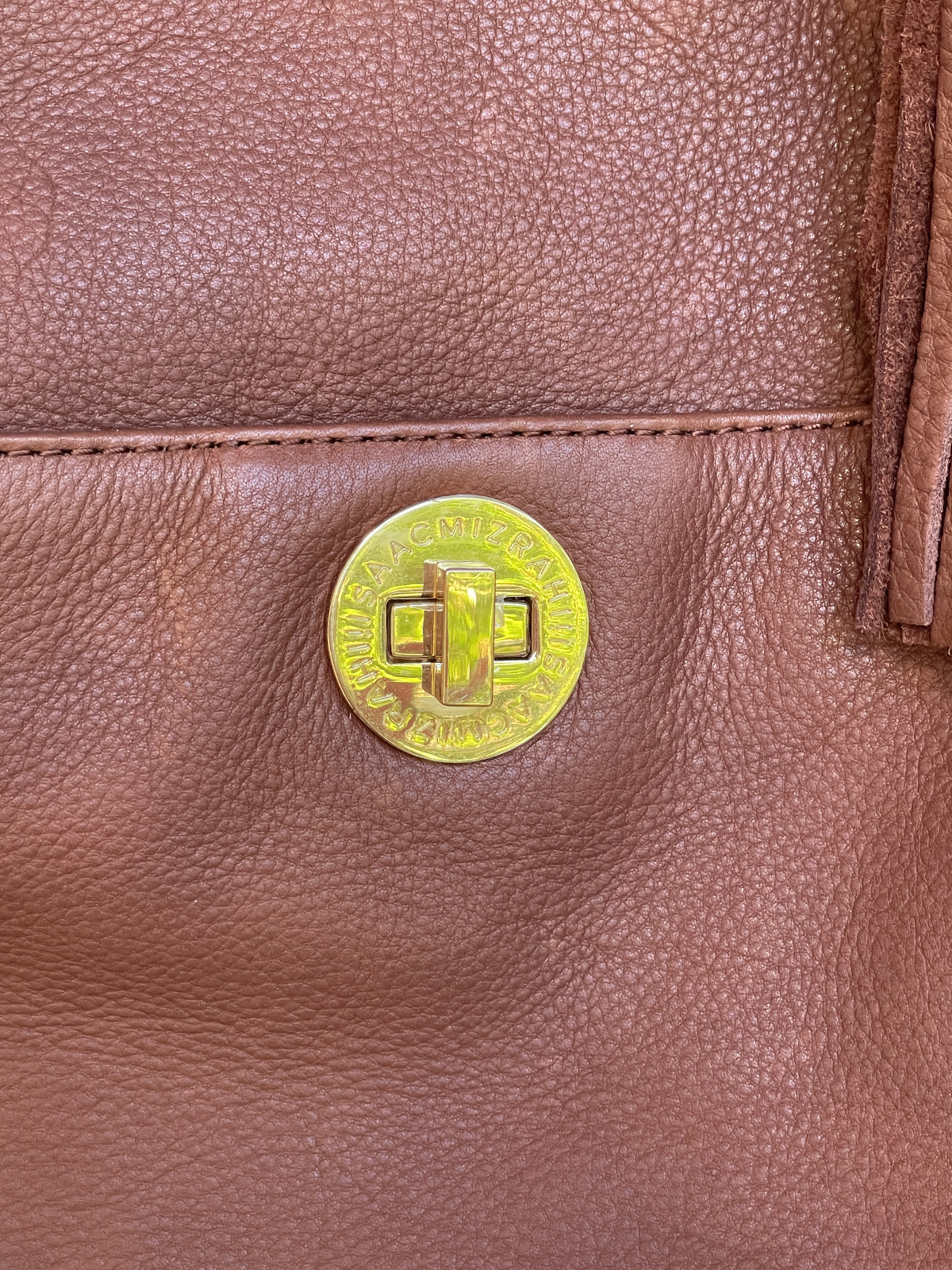 Isaac Mizrahi Sable Brown Pebble Leather Shoulder Hobo Bag Tassel Top