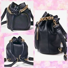 Black Pebbled Faux Leather Backpack Very Soft!! Brand CROSSI NY Sold @ FOREVER21