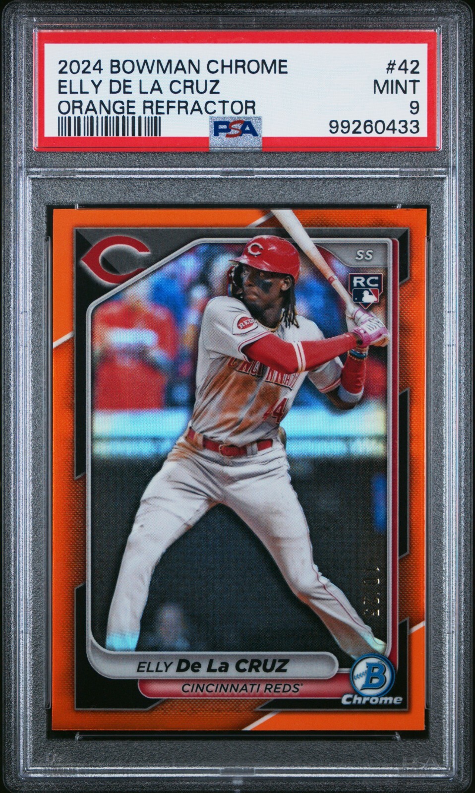 2024 Bowman Chrome Elly De La Cruz Orange Refractor /25 #42 PSA 9 MINT RC ROOKIE