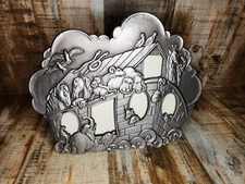 Pewter Metal 3D Noahs Ark Picture Photo Frame Standing Holds 5 Pictures 8" x 7"