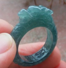 Video Certified Green Natural A JADE Jadeite Dragon RING USA. 8.25    703001 AS