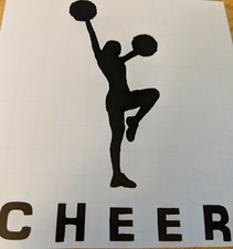 Cheerleader Black Wall Car Decal Sticker 5.5" X 4.5" Sports Dance