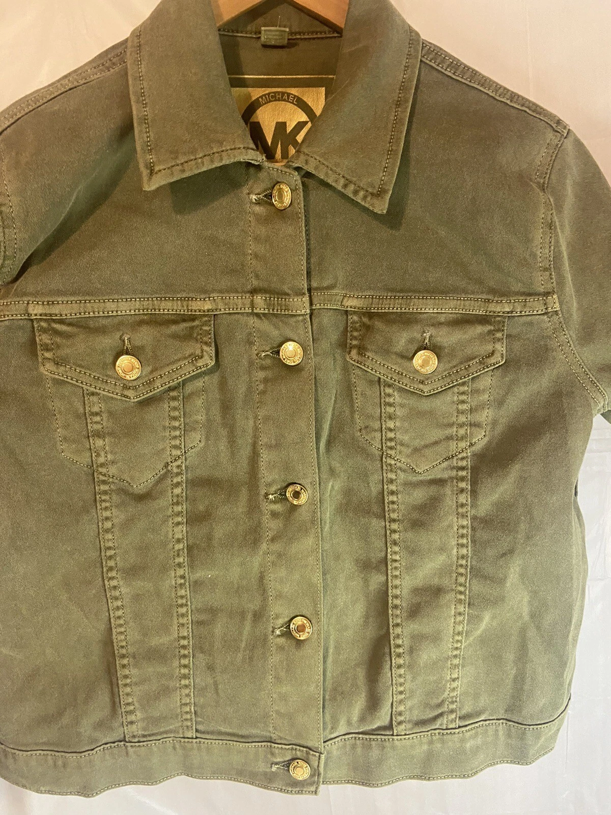 Giacca Corta Donna Michael Kors Verde Denim Taglia Large Ottime Condizioni