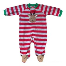 Carter's Just One You Christmas Reindeer Striped Sleeper Baby Infant 3 months